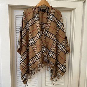 V.FRAAS, Tan, White, Black, Red Women's Fringe Shawl Size: One Size